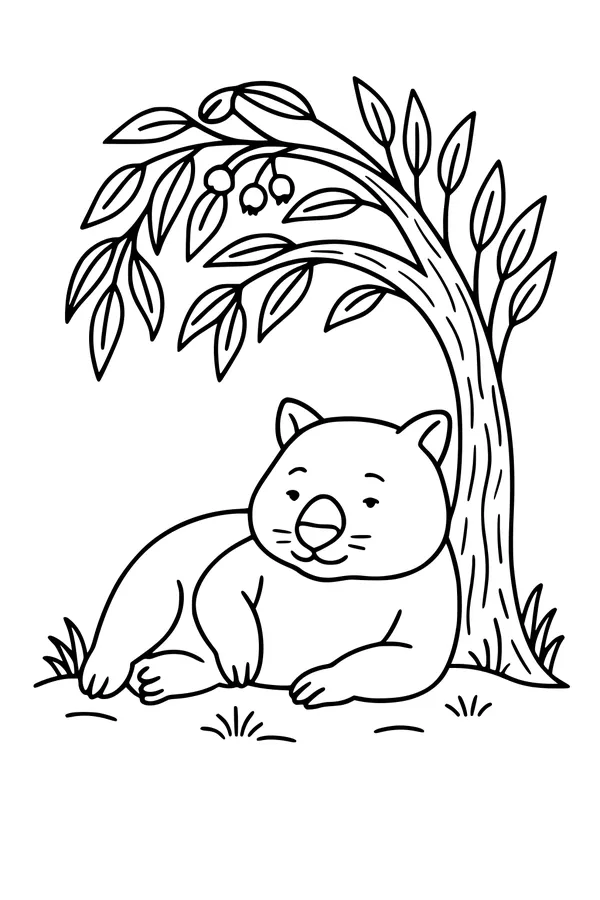 Sleepy Wombat Under the Gum Tree