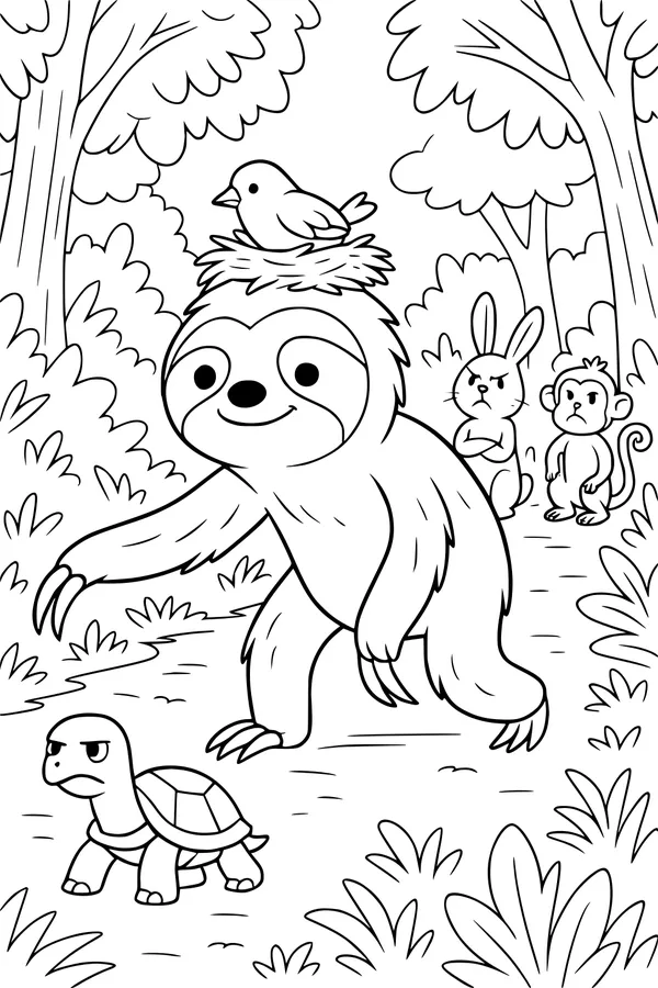 Sloth Parade in the Forest Path