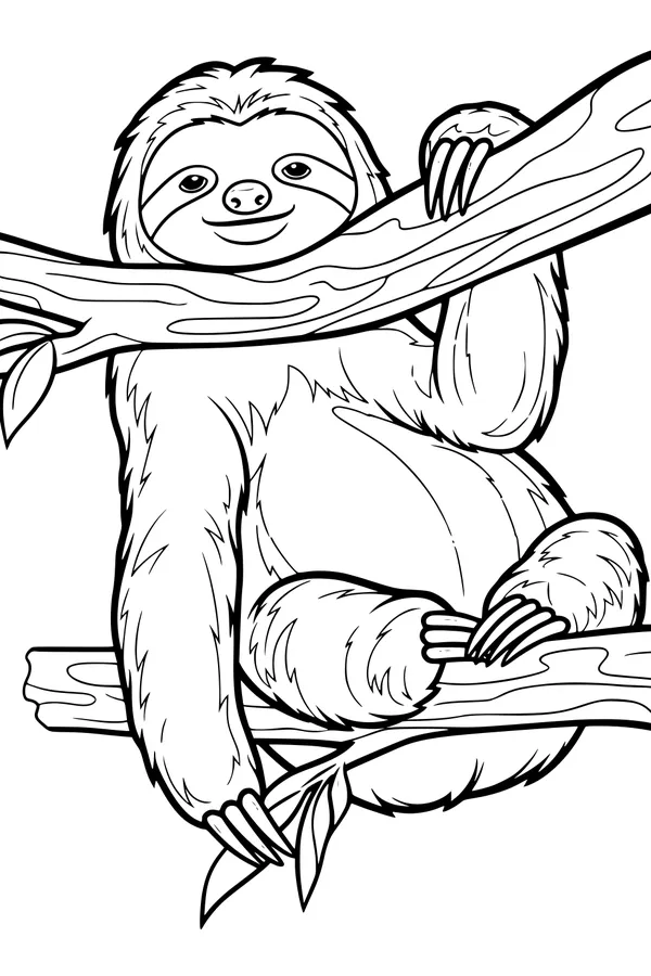 Sleepy Sloth in the Jungle Trees