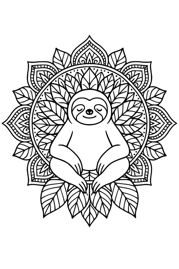 Sloth Dreams Under Leafy Patterns