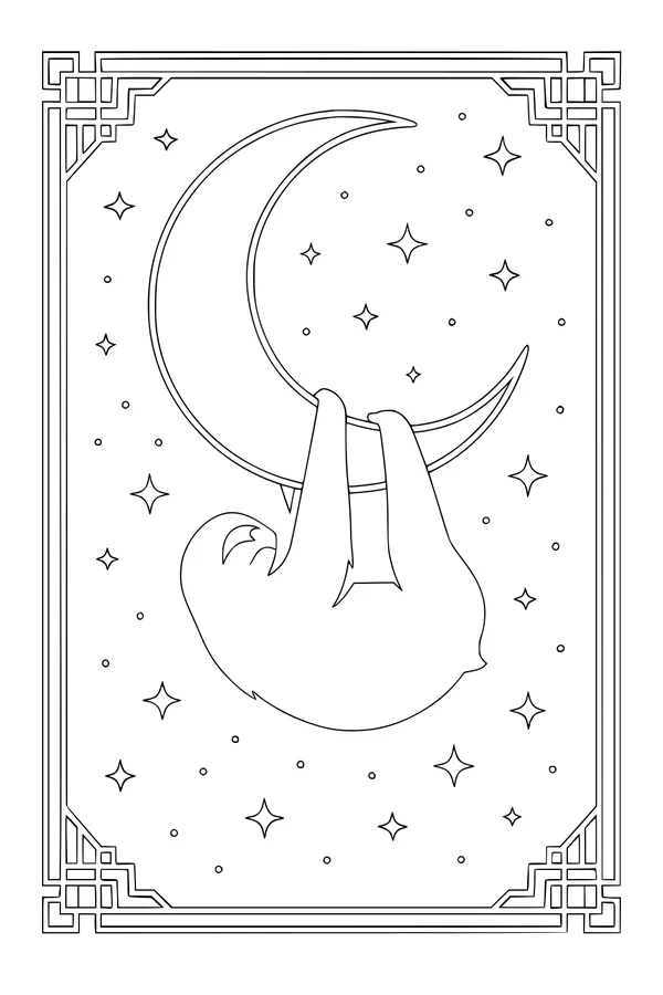 Sleepy Sloth Swings Under Moonlight