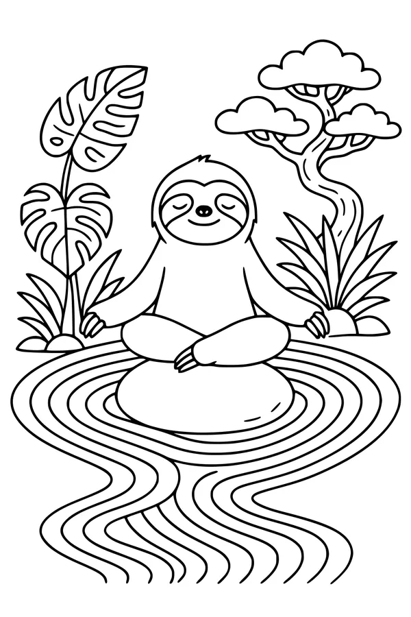 Sloth Dreams on a Quiet River Rock