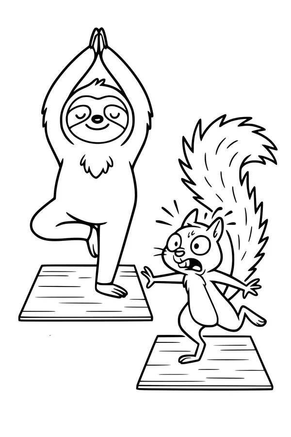 Sloth Yoga Master and the Wiggly Squirrel
