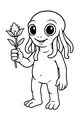 Alien Boy Offers a Flower