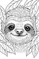 Peekaboo Sloth in the Jungle Leaves