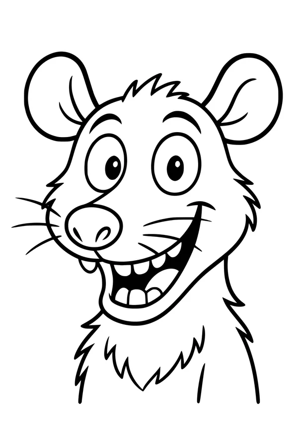 Grinning Opossum with Wiggly Whiskers