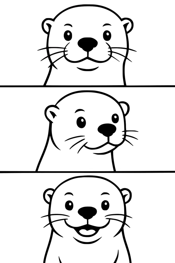 Three Otter Faces in a Row