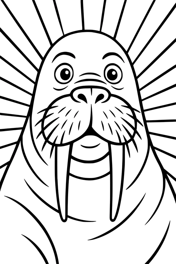 Walrus With Wonderful Whiskers Smiling Bright