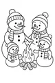 Snow Family by the Fire