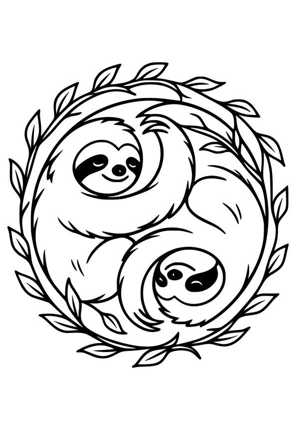 Snuggly Sloths in a Leafy Loop