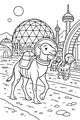 Camels with Space Helmets in a Futuristic City