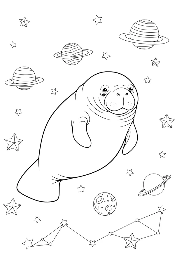 Manatee Drifts Through Starry Space