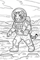 Tiger Astronaut Strolls on a Faraway Planet