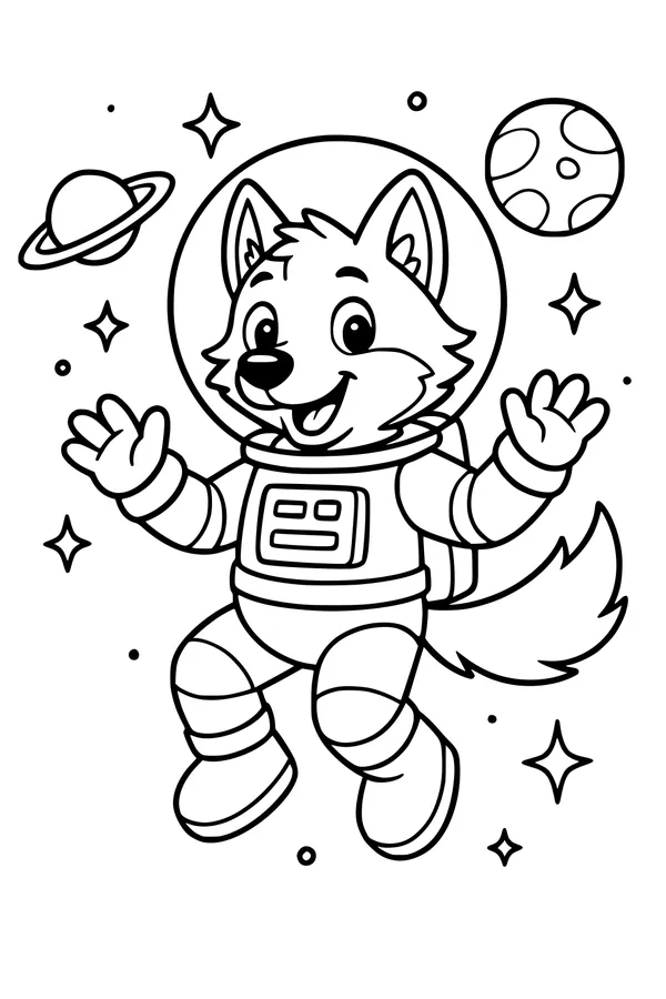 Star-Hopping Wolf in Space Suit
