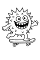 Free Monster Coloring Page - Spiky Skater With Big Smile (Printable PDF)