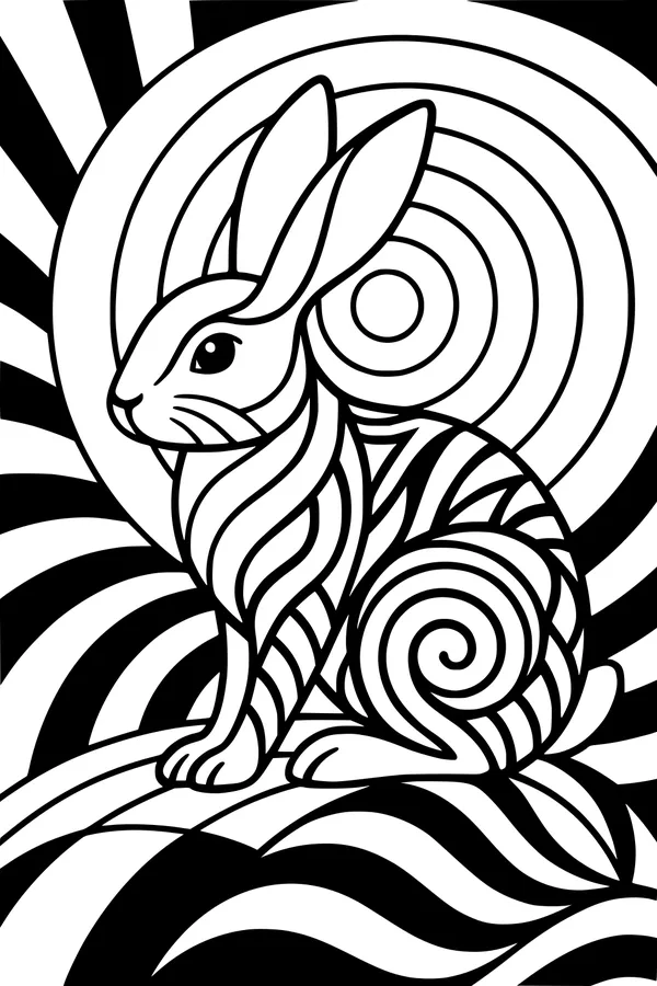 Swirly Rabbit in the Bright Meadow