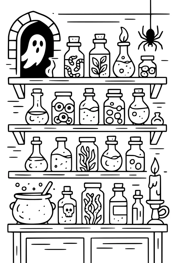 Spooky Potion Pantry at Midnight