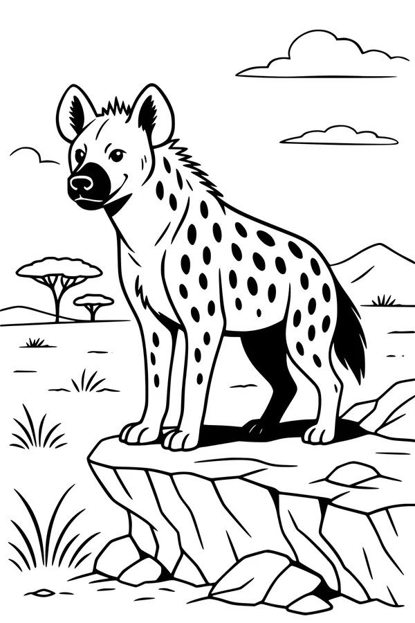 Spotty Hyena Watches the Wild Plain