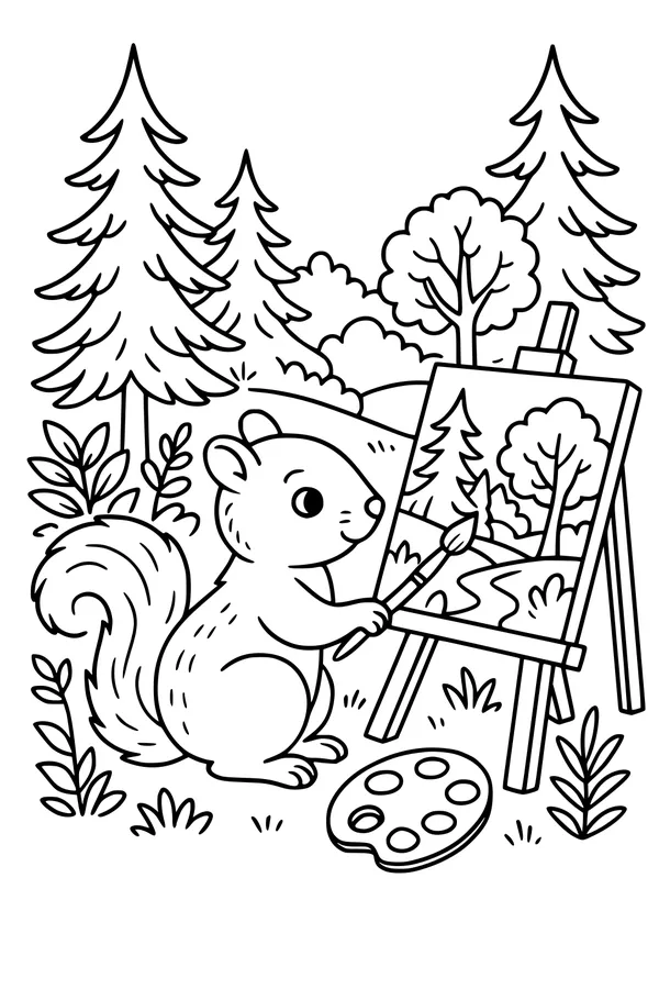 Squirrel Paints the Forest Trees