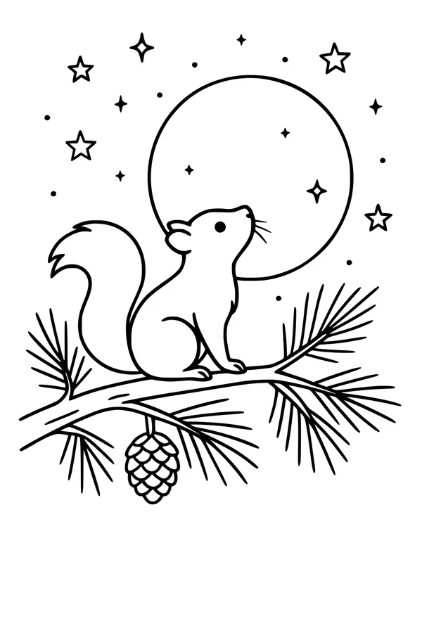 Squirrel Dreams Beneath the Starry Moon