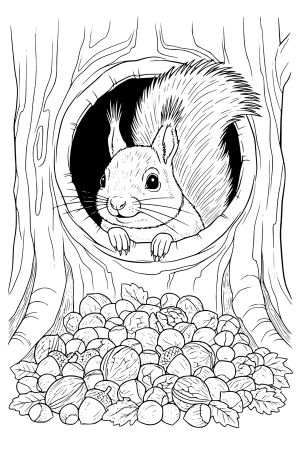 Nutty Hideout in the Hollow Tree