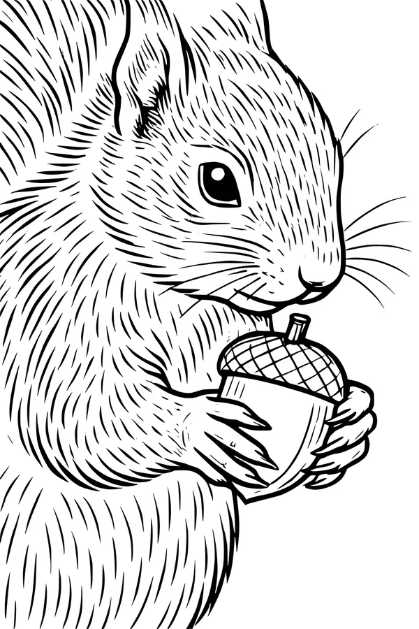 Bushy-Tailed Squirrel and a Tasty Acorn