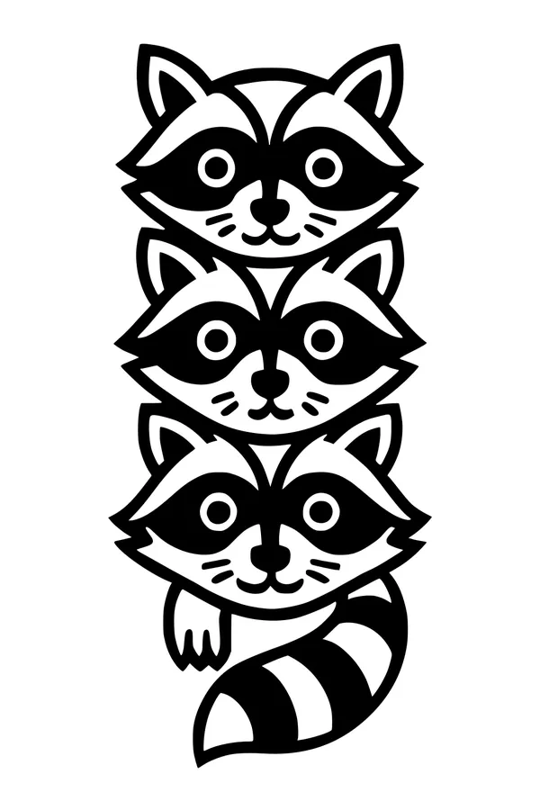 Three Little Raccoons All in a Row