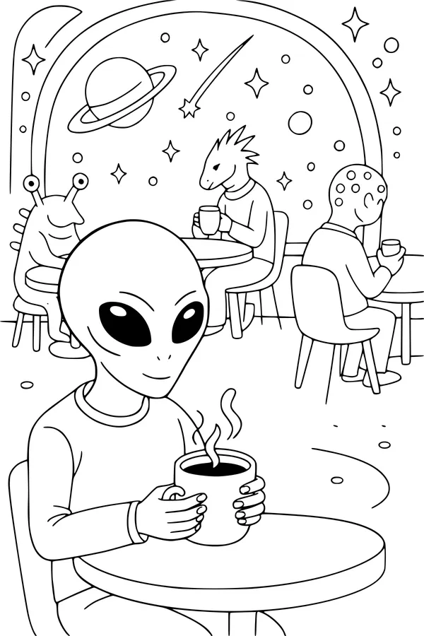 Starlight Cafe with Friendly Aliens