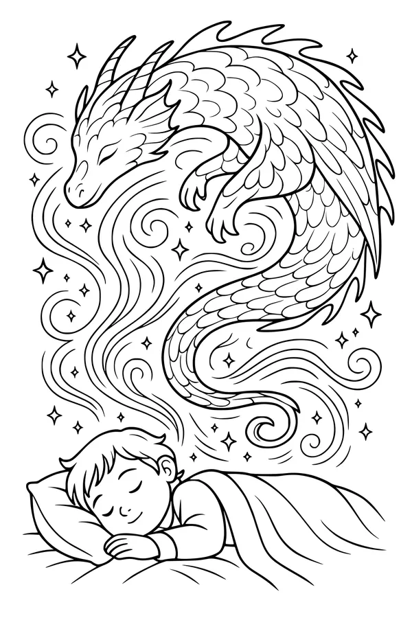 Starlit Dragon Guards His Dream