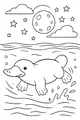 Platypus Swims Under a Starry Night