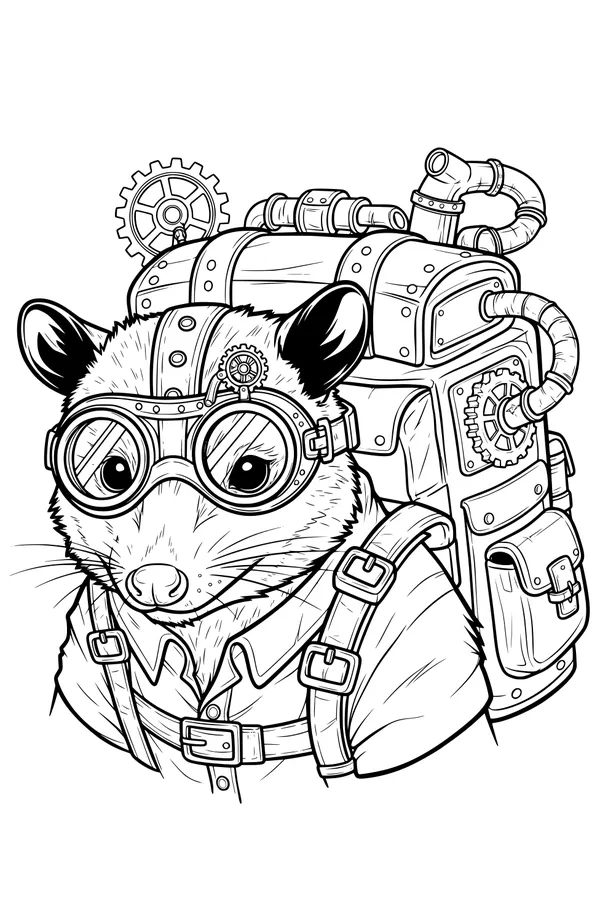 Inventor Opossum and His Whirring Backpack