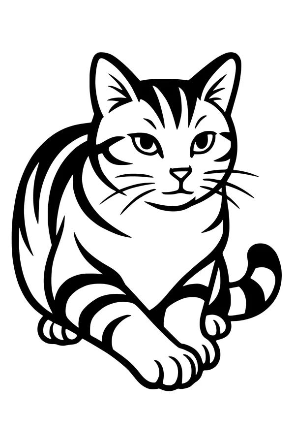 Stripey Cat Sitting Still