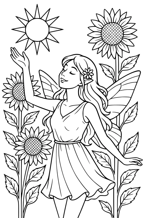 Sunflower Fairy Greets the Morning Sun
