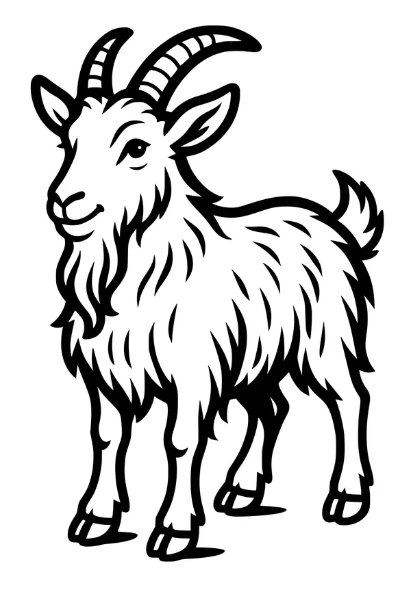 Fluffy Billy Goat with Wiggly Horns