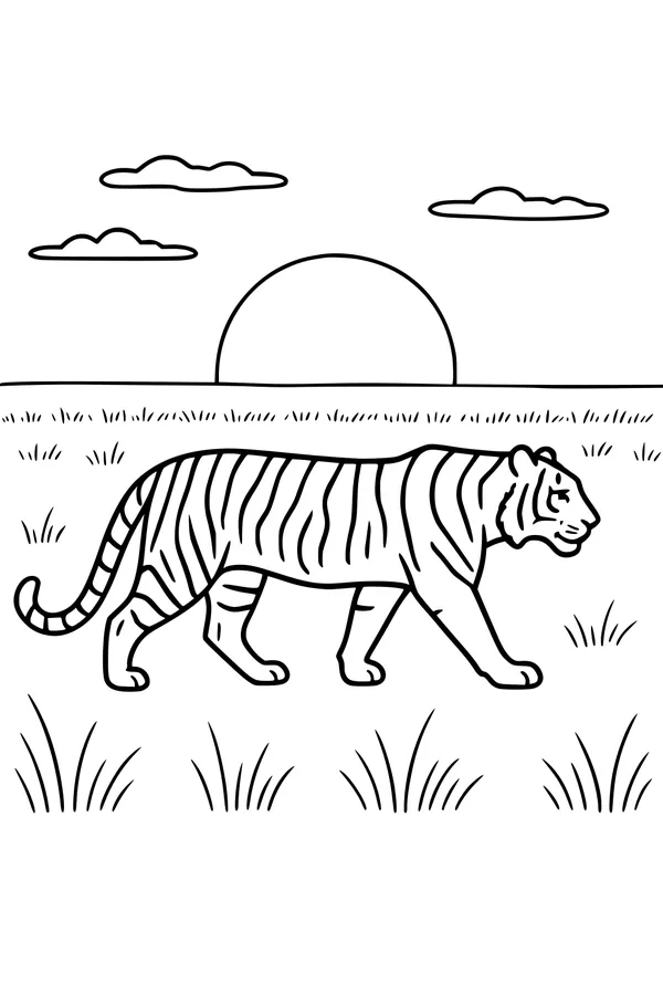 Sunset Stroll with the Striped Tiger