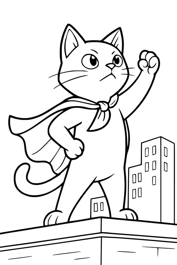 Super Kitty Guards the Rooftops