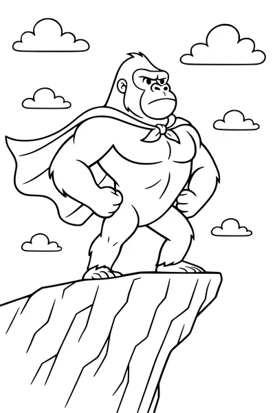 Super Gorilla Guards the Cloudy Sky
