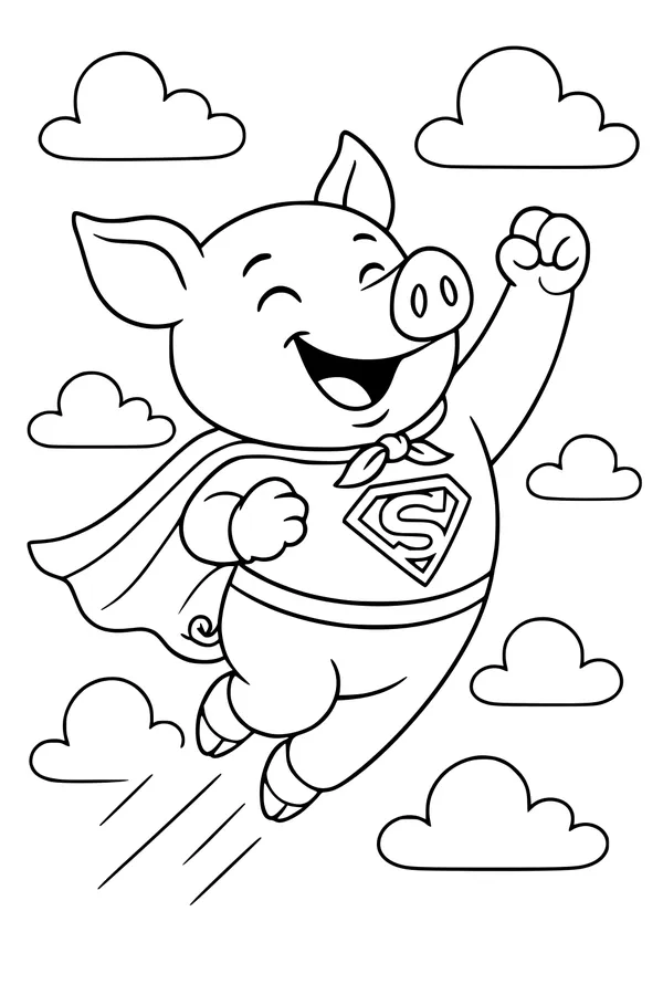Super Pig Soars Through the Clouds