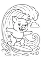 Piggy Surfs the Swirling Wave