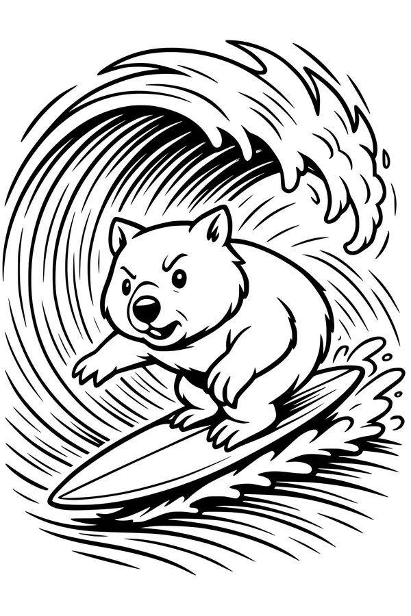 Wombat Surfer Rides the Big Wave