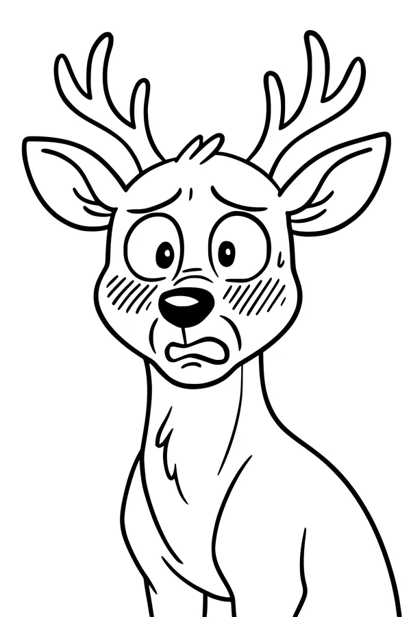 Surprised Deer and His Big Antlers