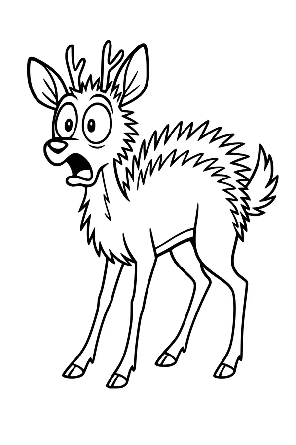 The Surprised Forest Deer Stands Still