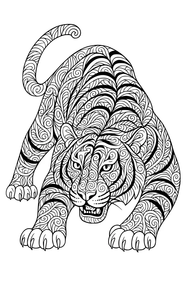 Jungle Swirls Tiger on the Prowl