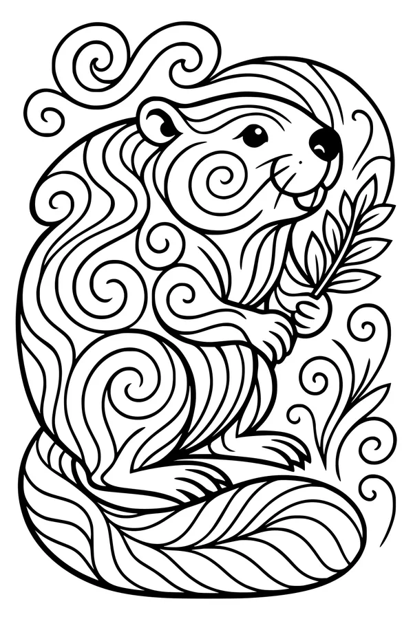 Swirly Beaver and His Leafy Snack
