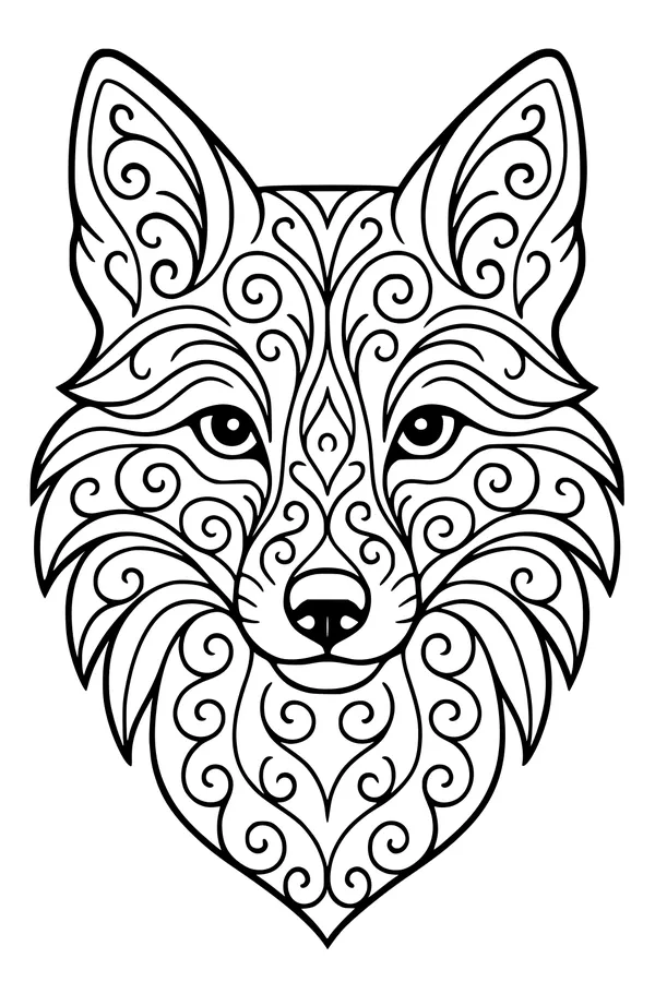 Swirly Fox Face in the Forest Wind