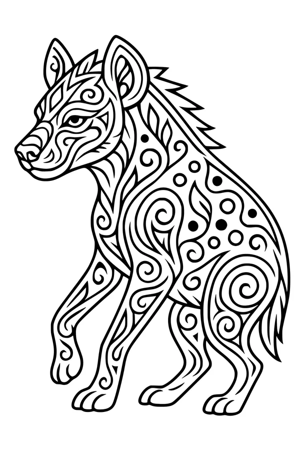 Swirly Hyena in the Tall Grass