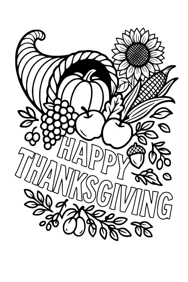 Harvest Cornucopia Thanksgiving Greeting