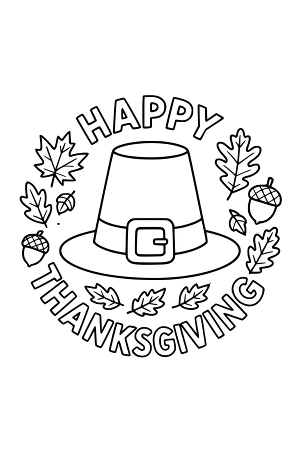 Happy Thanksgiving Hat and Leaf Wreath