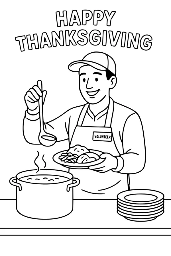 Thanksgiving Helper Serving Warm Soup