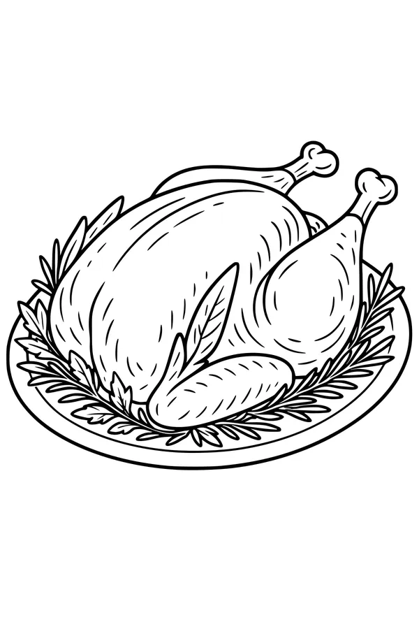 Big Thanksgiving Turkey on Leafy Plate